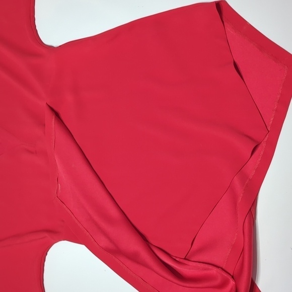 Iro Womens Dress Ekima Asymmetrical Crepe Mini Poppy Red Short Sleeve Size 6 - Picture 11 of 16